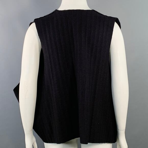 ESKANDAR Size L Brown Purple Wool Cashmere Ribbed Open Front Vest - Picture 3 of 7